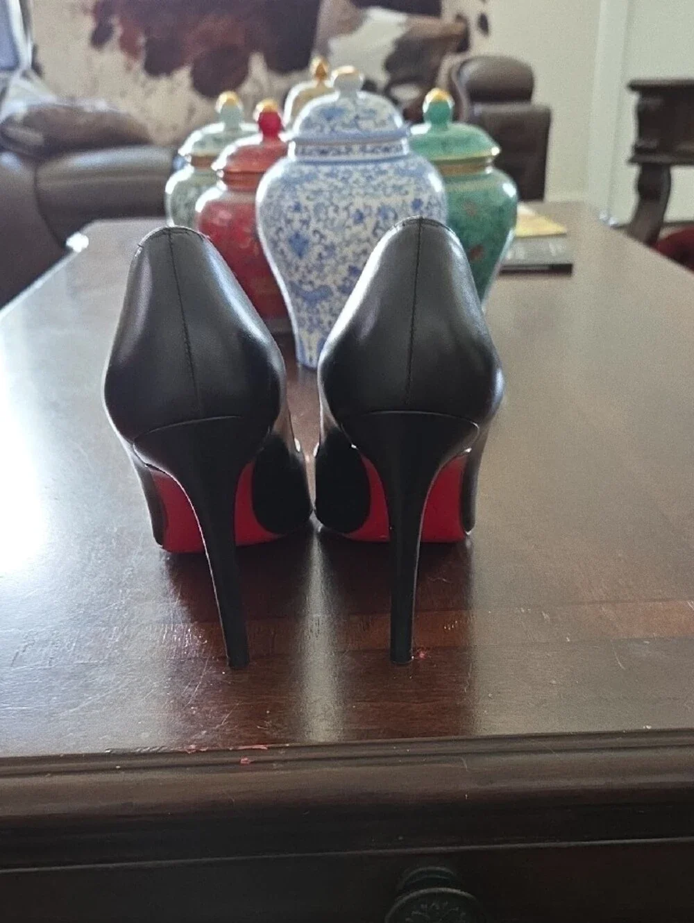 Christian Louboutin Black Leather Pointed Toe Stiletto Pumps